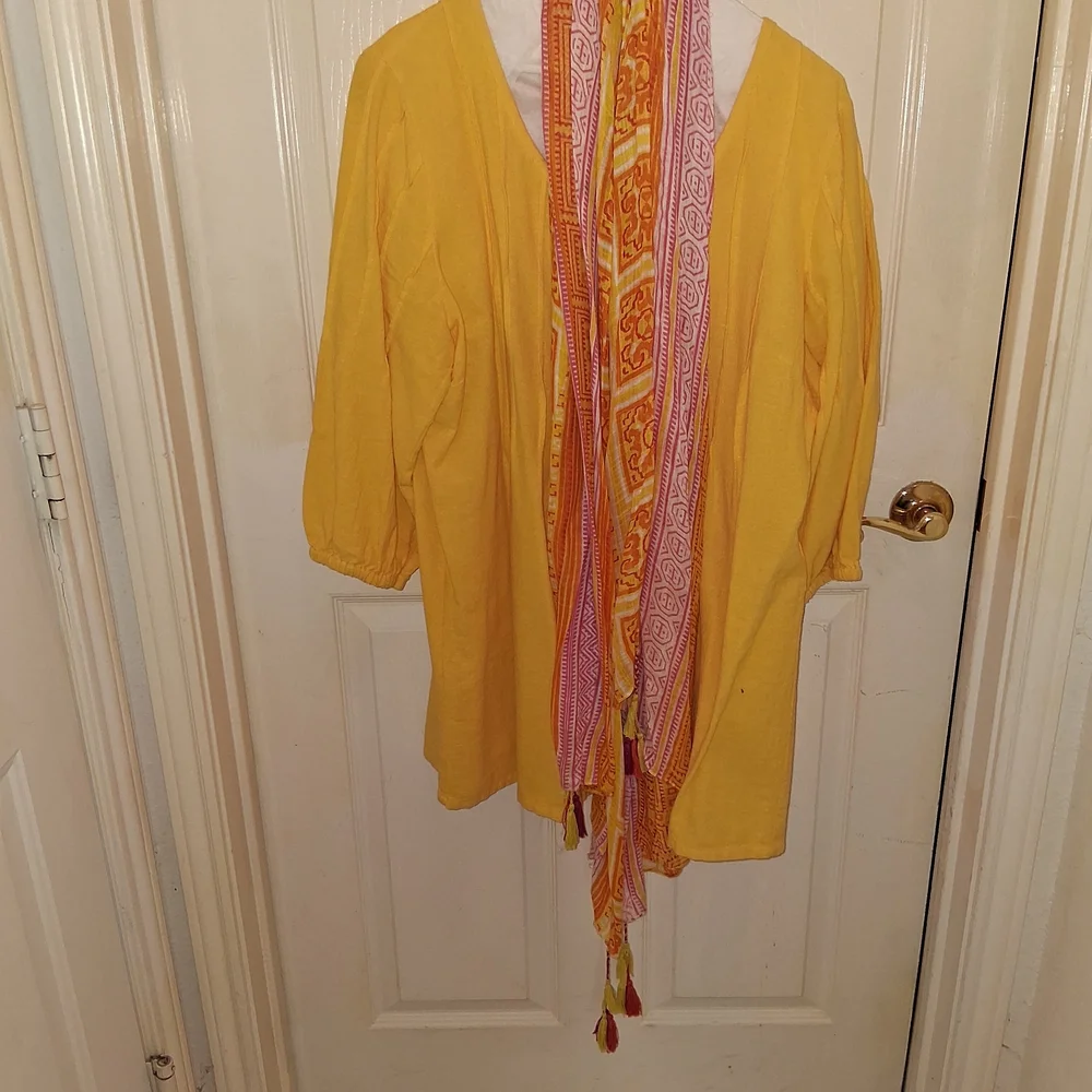 Soft Surroundings Yellow Cotton Top - Picture 2 of 6